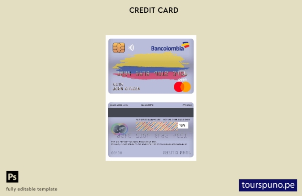 lista para imprimir plantilla de tarjeta de débito maestra del banco Colombia  1